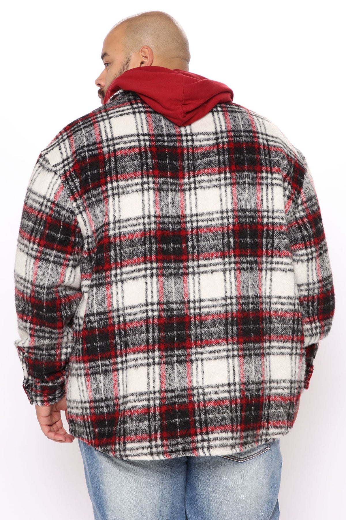 Elan de Paris™ Move Up Plaid Shacket - Red/combo