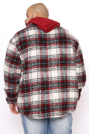 Elan de Paris™ Move Up Plaid Shacket - Red/combo