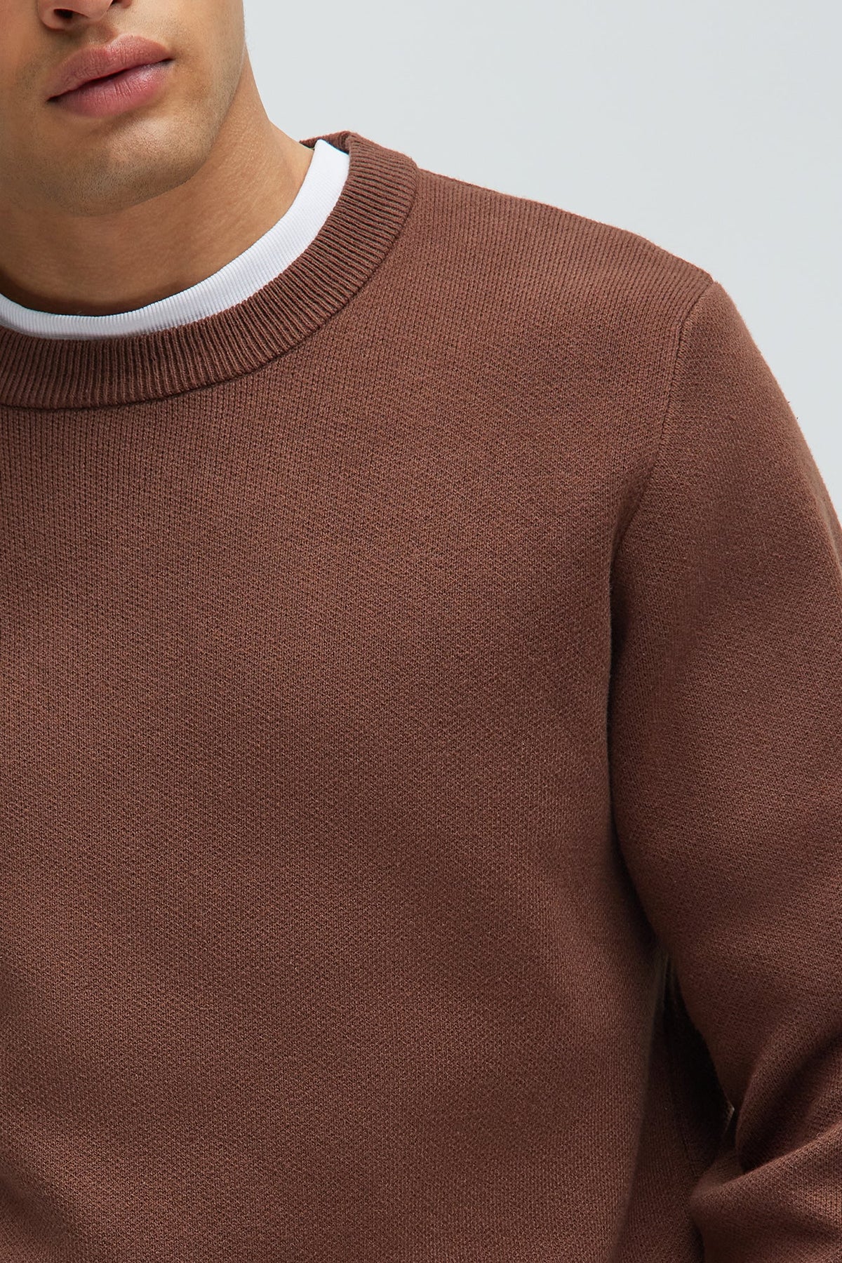 Elan de Paris™ Recline Sweater Knit Crewneck - Brown