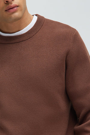 Elan de Paris™ Recline Sweater Knit Crewneck - Brown