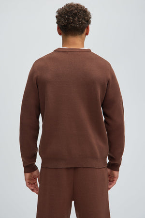 Elan de Paris™ Recline Sweater Knit Crewneck - Brown