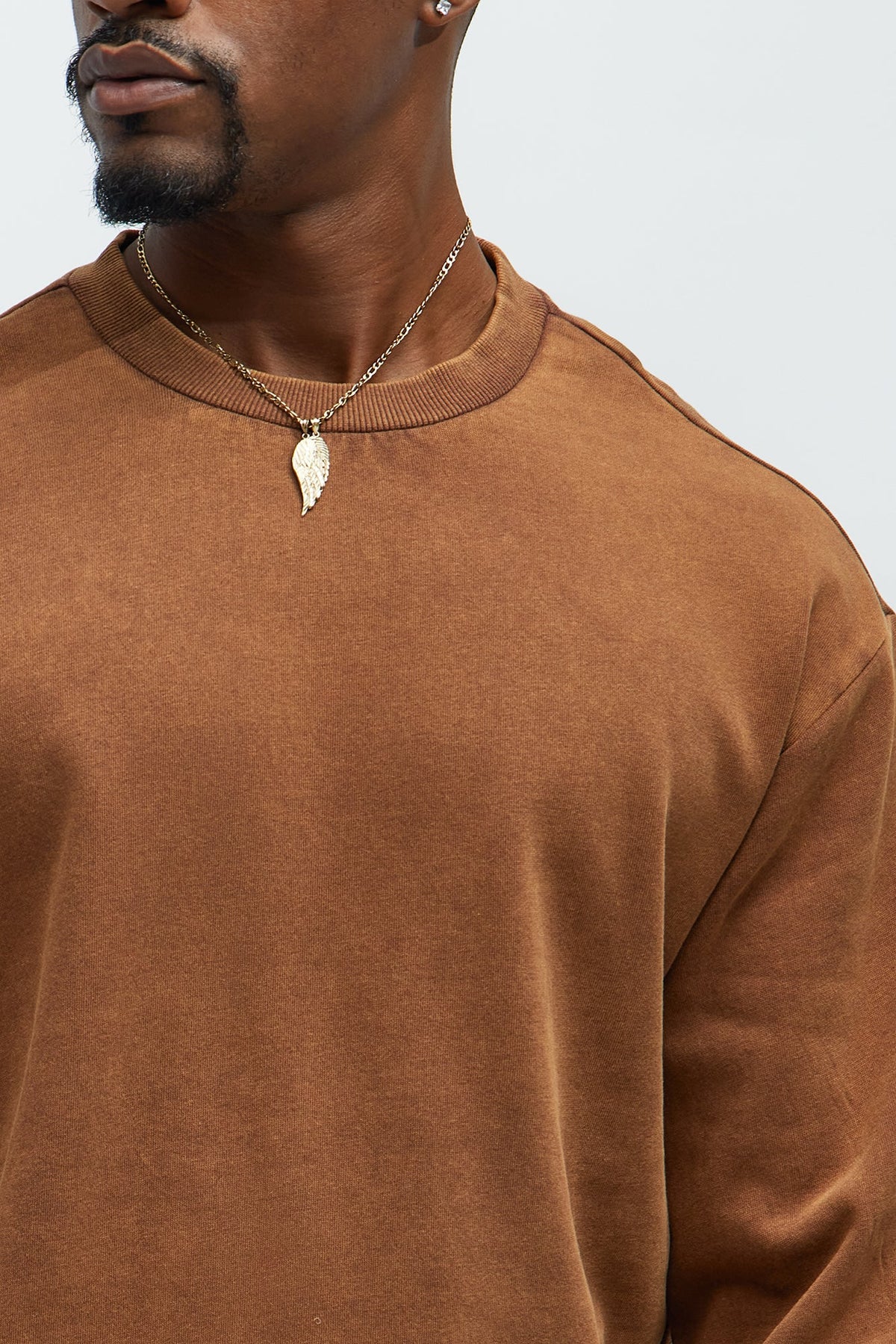 Elan de Paris™ Tyson Heavy Wash Crewneck Sweatshirt - Dark Brown