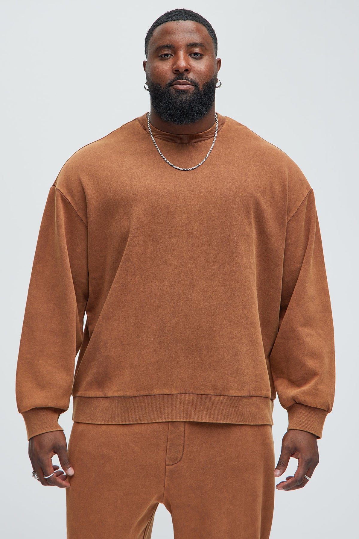 Elan de Paris™ Tyson Heavy Wash Crewneck Sweatshirt - Dark Brown