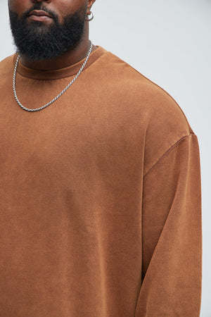 Elan de Paris™ Tyson Heavy Wash Crewneck Sweatshirt - Dark Brown