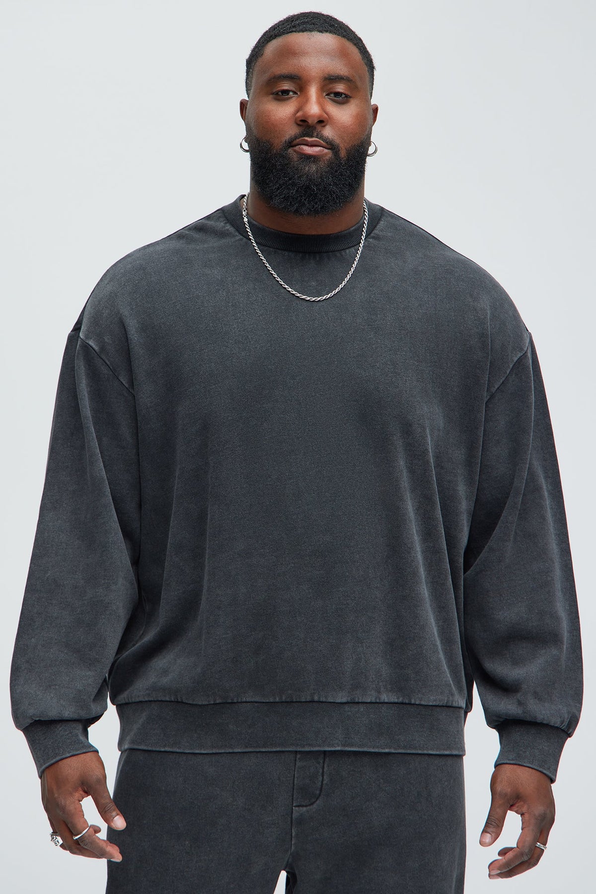 Elan de Paris™ Tyson Heavy Wash Crewneck Sweatshirt - Black Wash