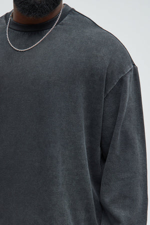 Elan de Paris™ Tyson Heavy Wash Crewneck Sweatshirt - Black Wash