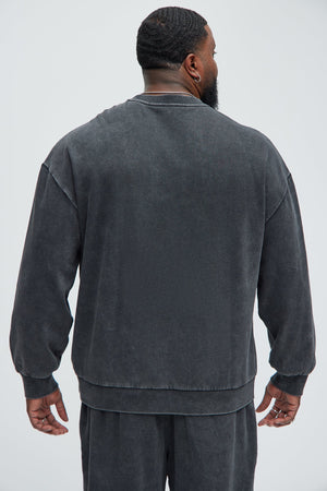 Elan de Paris™ Tyson Heavy Wash Crewneck Sweatshirt - Black Wash