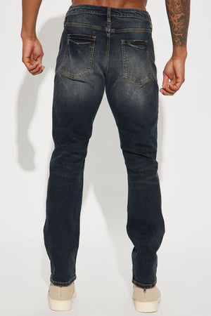 Elan de Paris™ Day To Day Distressed Slim Jeans - Dark Wash