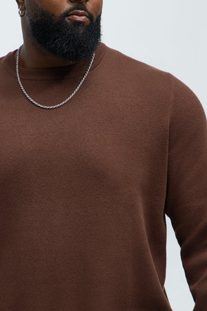 Elan de Paris™ Recline Sweater Knit Crewneck - Brown