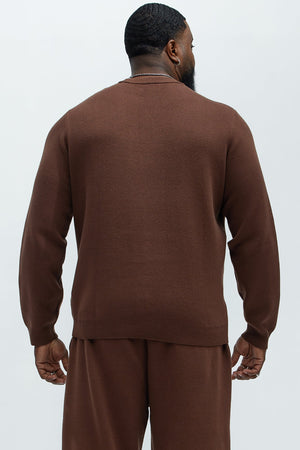 Elan de Paris™ Recline Sweater Knit Crewneck - Brown