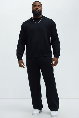 Elan de Paris™ Recline Sweater Knit Crewneck - Black