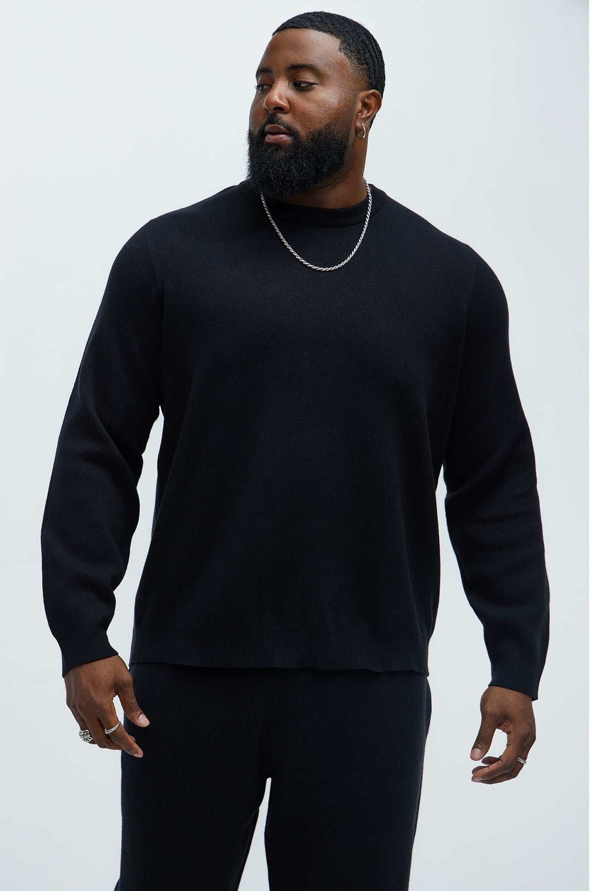 Elan de Paris™ Recline Sweater Knit Crewneck - Black