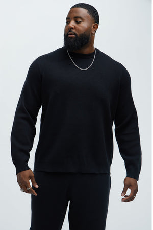 Elan de Paris™ Recline Sweater Knit Crewneck - Black