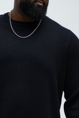 Elan de Paris™ Recline Sweater Knit Crewneck - Black
