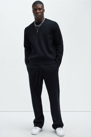 Elan de Paris™ Recline Sweater Knit Crewneck - Black