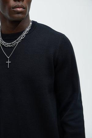 Elan de Paris™ Recline Sweater Knit Crewneck - Black