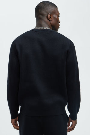 Elan de Paris™ Recline Sweater Knit Crewneck - Black