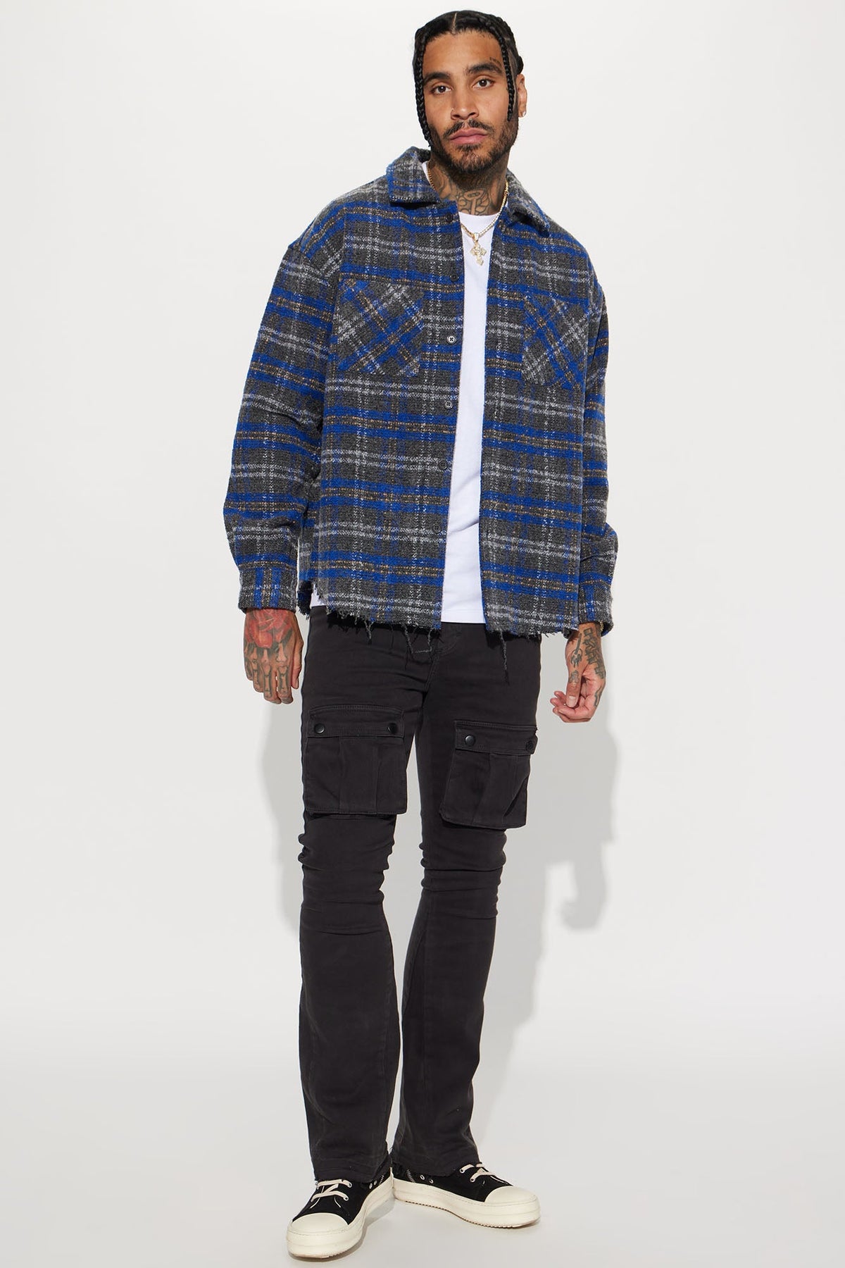 Elan de Paris™ Ride With Me Plaid Shacket - Blue/combo