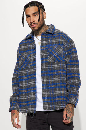 Elan de Paris™ Ride With Me Plaid Shacket - Blue/combo