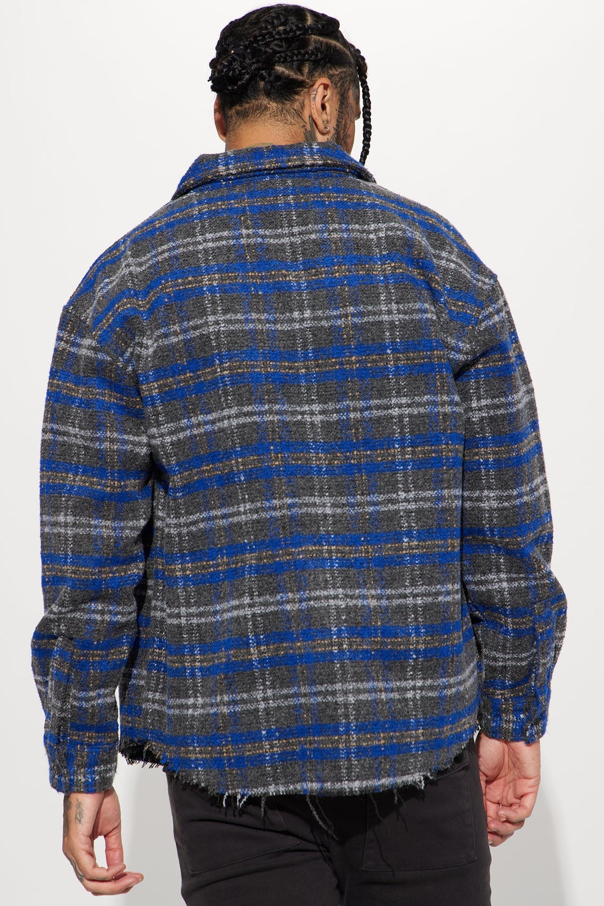 Elan de Paris™ Ride With Me Plaid Shacket - Blue/combo