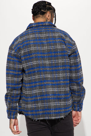 Elan de Paris™ Ride With Me Plaid Shacket - Blue/combo