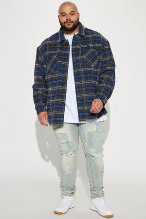 Elan de Paris™ Ride With Me Plaid Shacket - Blue/combo