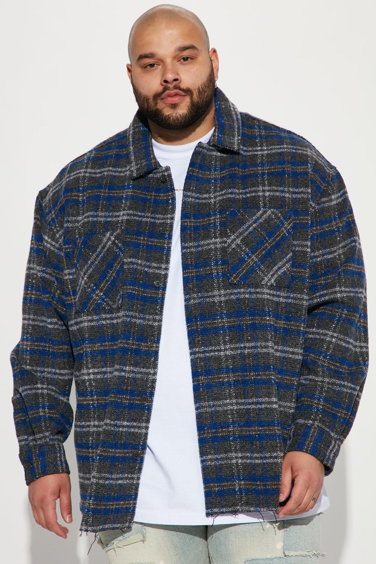 Elan de Paris™ Ride With Me Plaid Shacket - Blue/combo