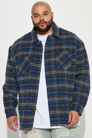 Elan de Paris™ Ride With Me Plaid Shacket - Blue/combo