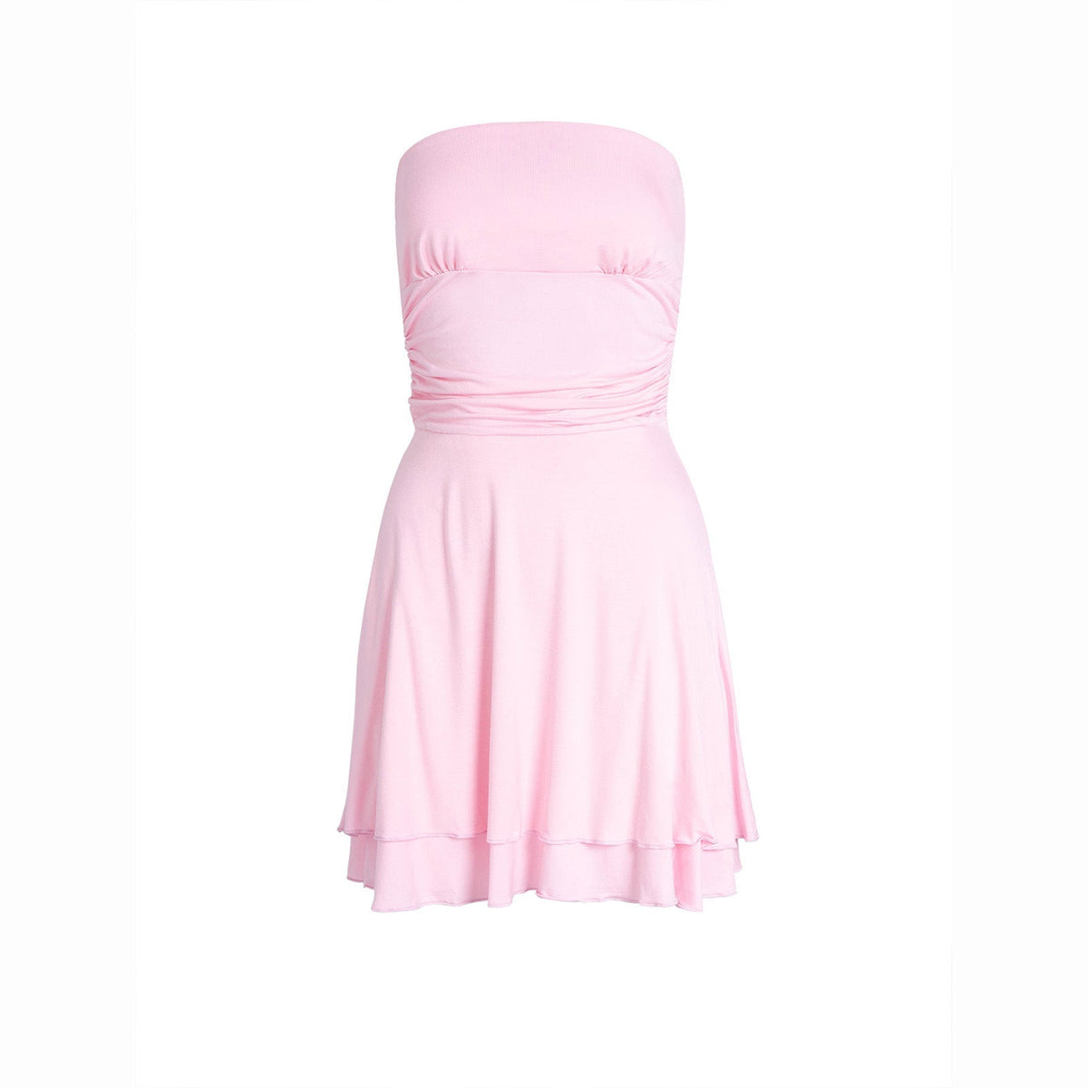 Y2K pleated tube-top summer dress