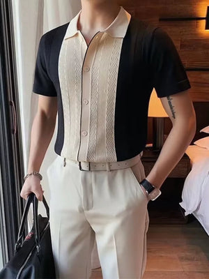 striped knit polo