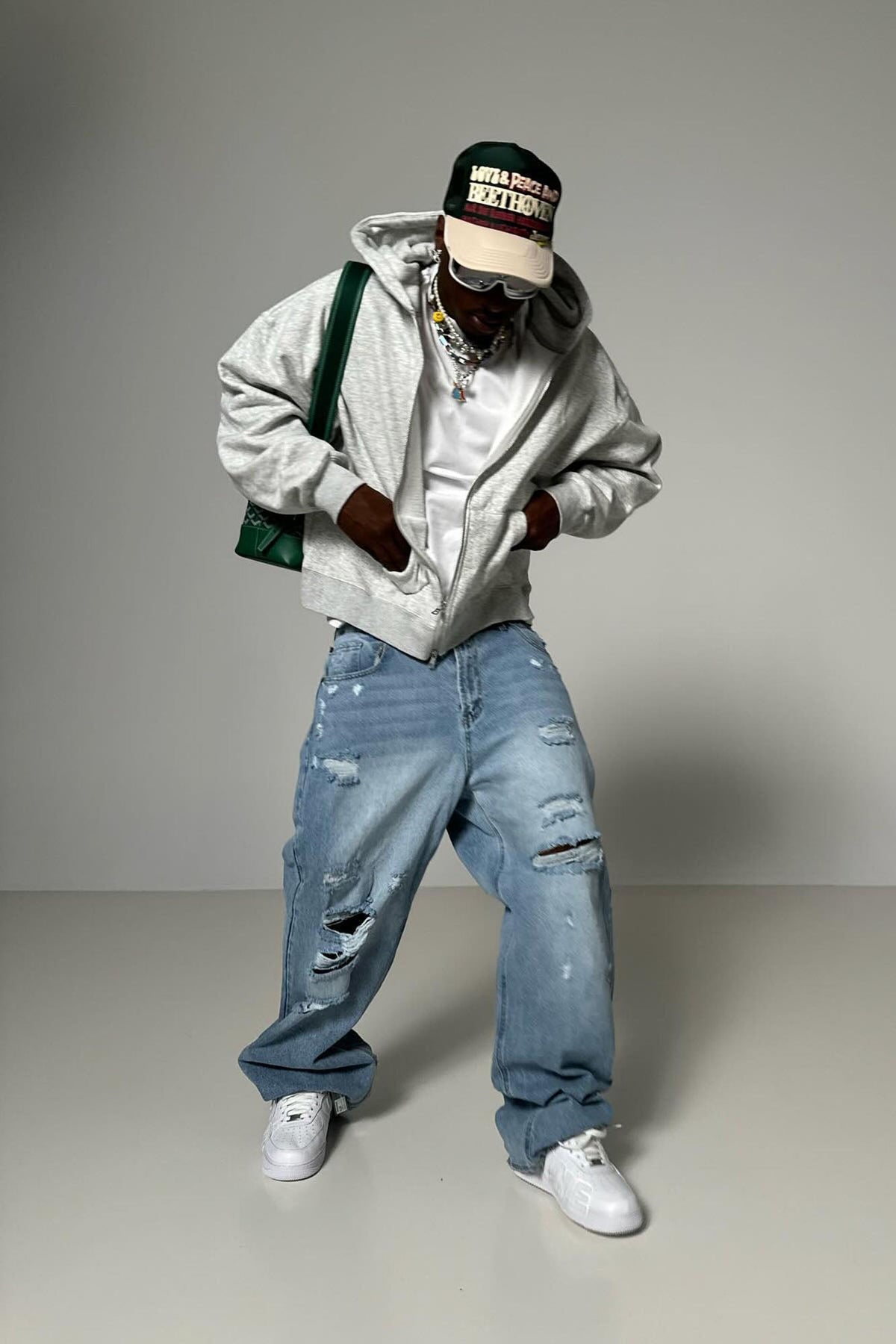 Elan de Paris™ yson Oversized Heavyweight Zip Up - Heather Grey