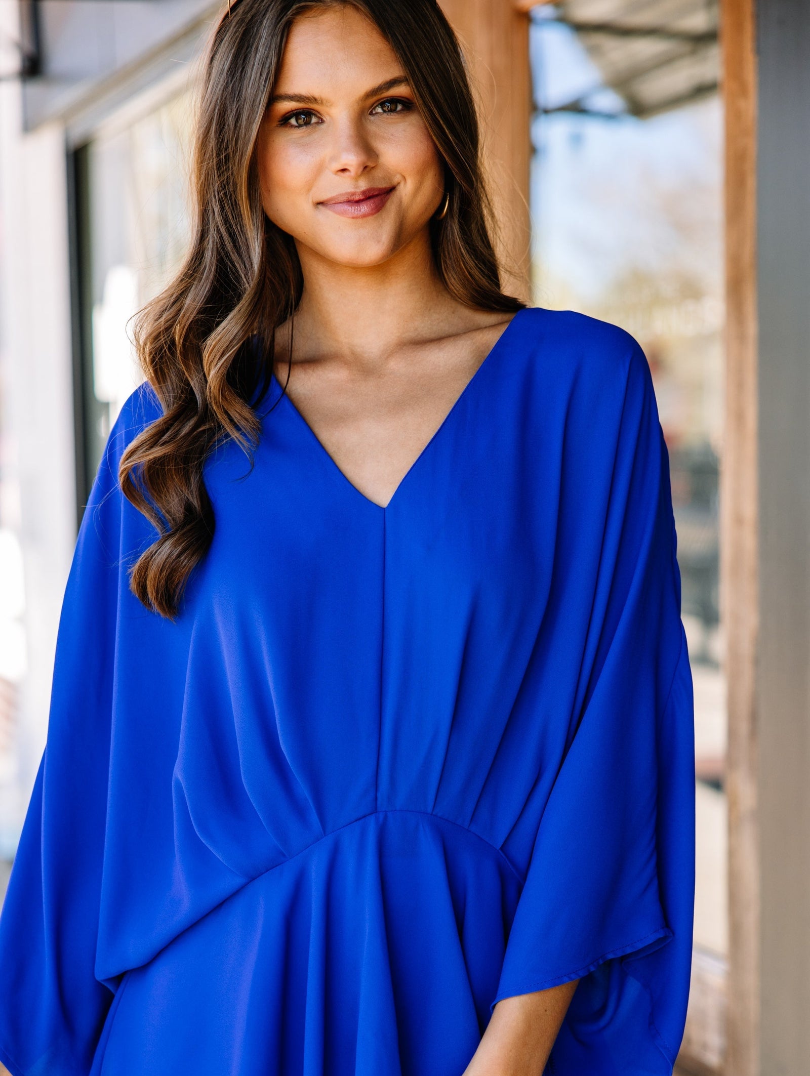 Tell It All Royal Blue Kimono Sleeve Blouse
