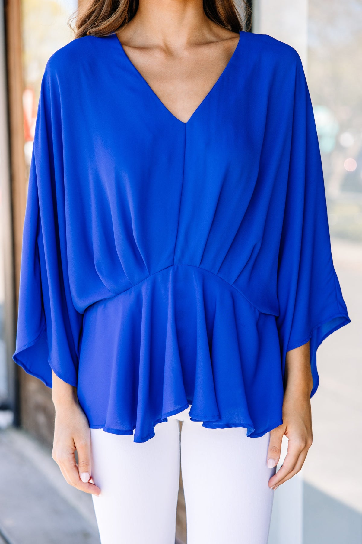 Tell It All Royal Blue Kimono Sleeve Blouse