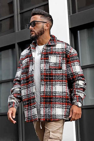 Elan de Paris™ Move Up Plaid Shacket - Red/combo