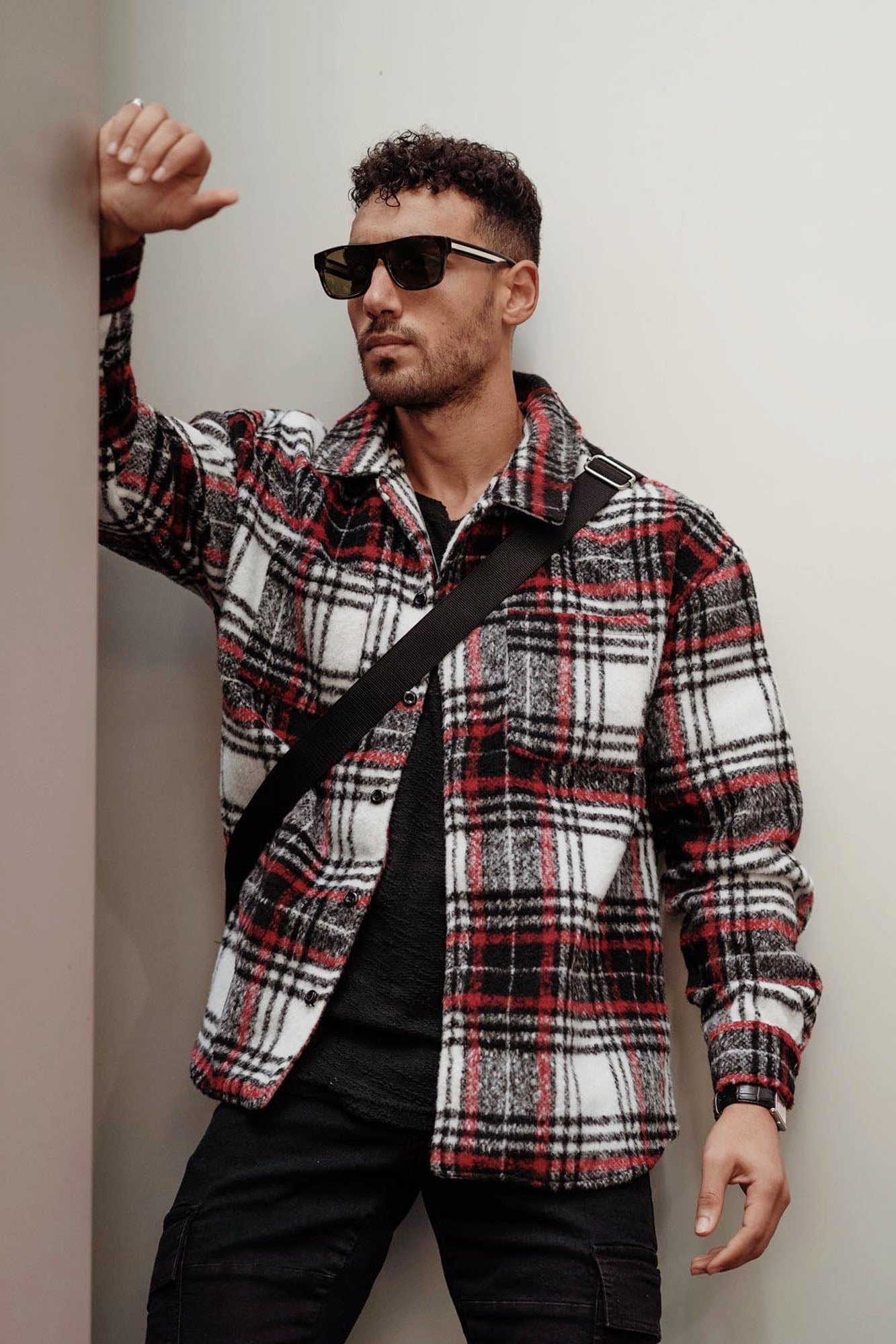 Elan de Paris™ Move Up Plaid Shacket - Red/combo