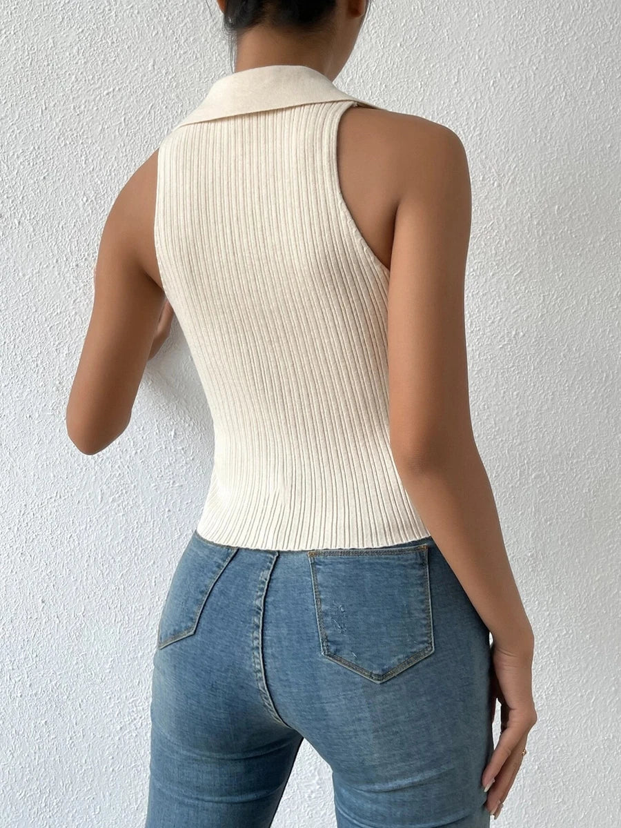 v-neck ribbed crop top